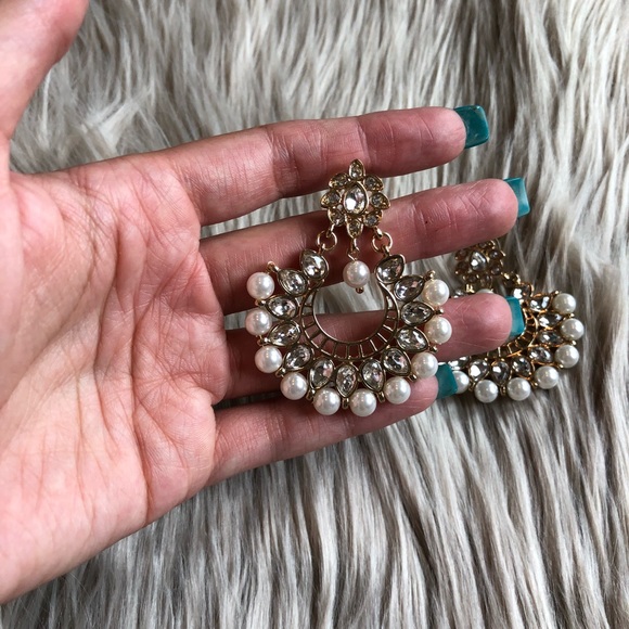 Gold and Pearl Statement Earrings - Picture 6 of 6